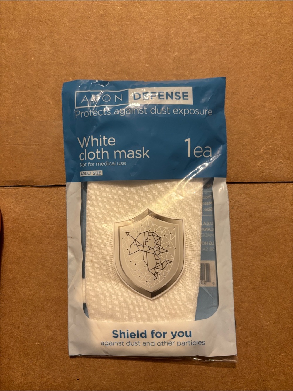 Avon Defense White Cloth Mask with Shield Emblem - White
